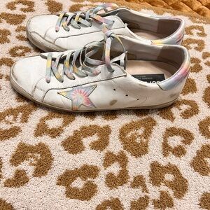 Golden Goose White Sneakers with Multicolor Accents